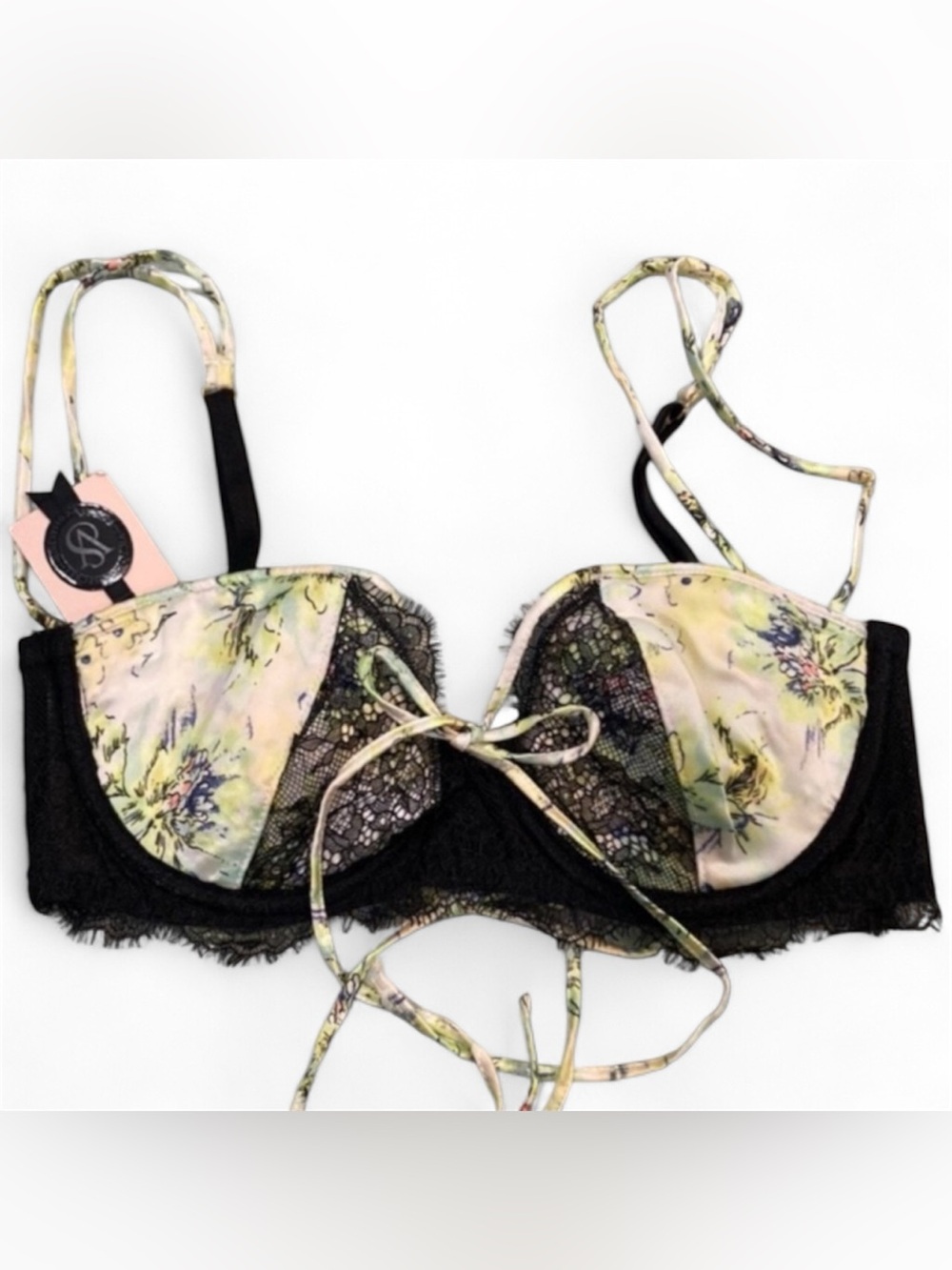 Victoria's Secret Black and Yellow Lace Bra